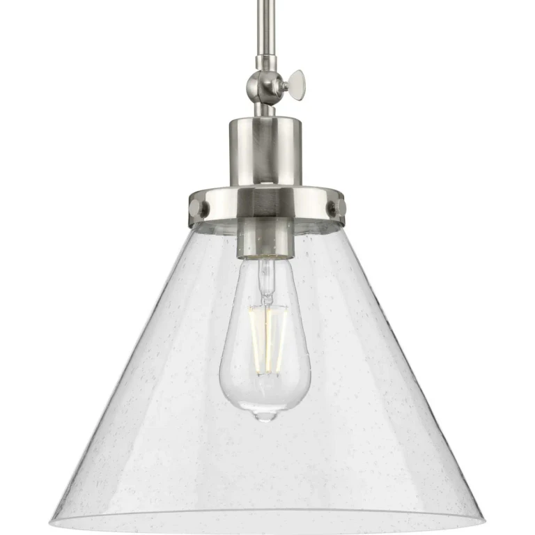 Brushed Nickel One Light Pendant from the Hinton Collection