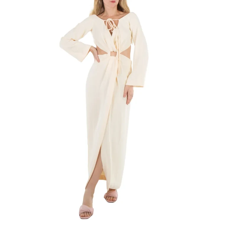 Nanushka Kacela Long Sleeve Front Slit Cut Out Dress
