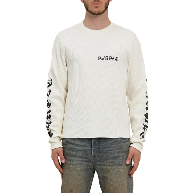 Purple Brand Long Sleeve Waffle Knit Logo Tee