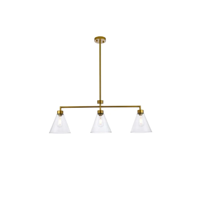 Brass Three Light Pendant from the Mera Collection