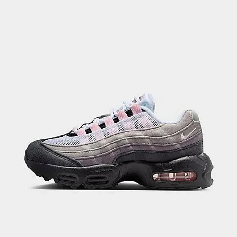 Nike Little Kids Air Max 95 Casual Shoes in Black/Cool Grey/Bright Mandarin Size: 1.0