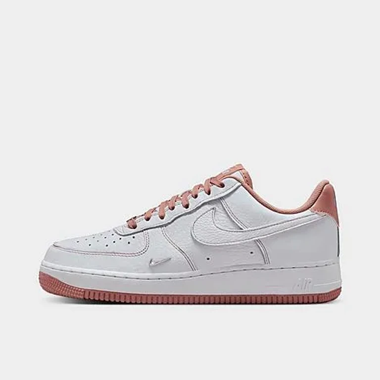Nike Women's Air Force 1 '07 Mini Jewel Casual Shoes in White/Metallic Silver/Particle Pink Size: 5.0