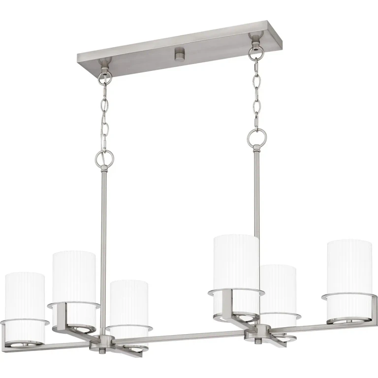 Brushed Nickel Six Light Linear Chandelier from the Seymour Collection