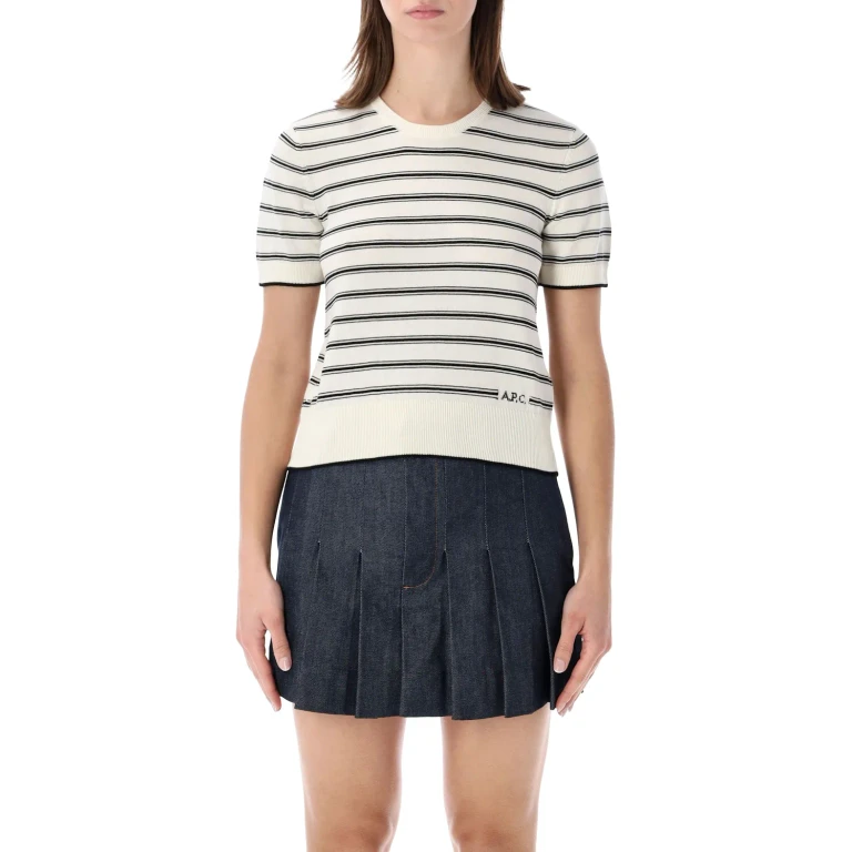 A. p.c. Striped Short-sleeve Knit Top