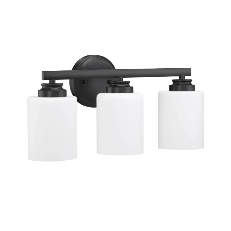 Flat Black Three Light Vanity from the Bolden Collection