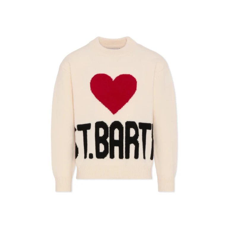 MC2 Saint Barth Ivory Sweater For Girl With Writing