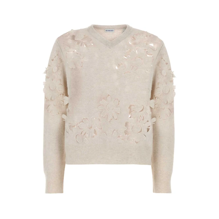 Burberry V-neck Perforated Rib Sweater