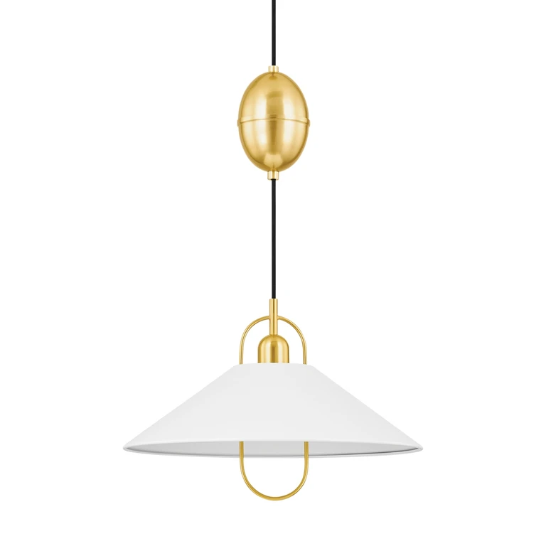Mariel 1-Light Pendant in Aged Brass with Soft White