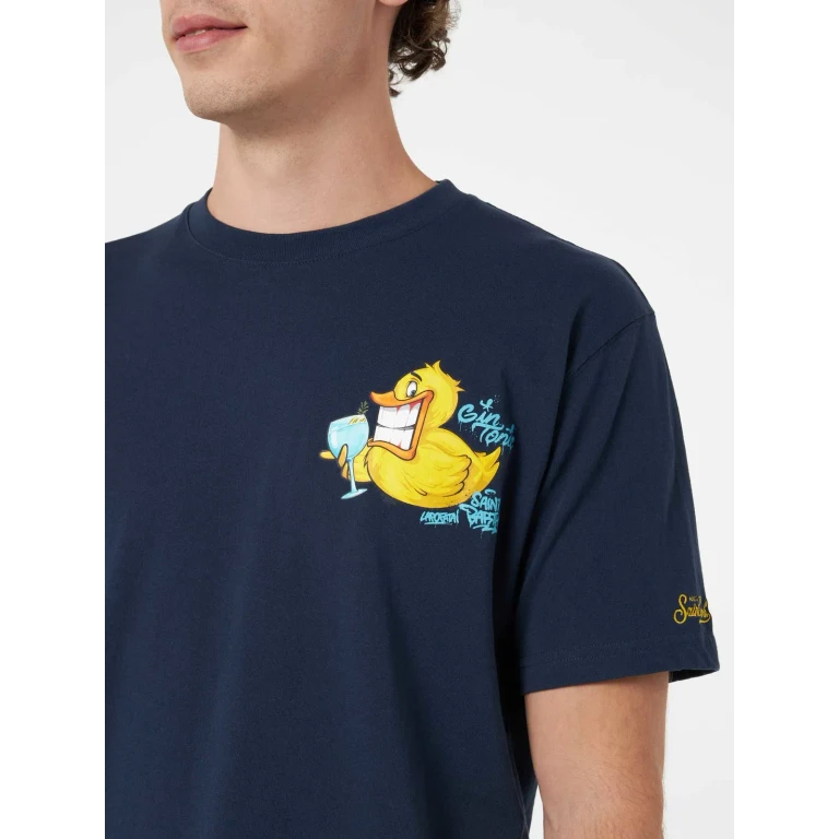 MC2 Saint Barth Cryptopuppets Ducky Gin T-shirt With Front And Back Print In Blue Special Edition