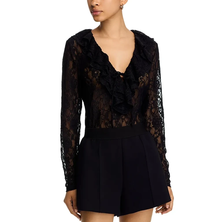 Steve Madden Elvie Ruffle Front Lace Top