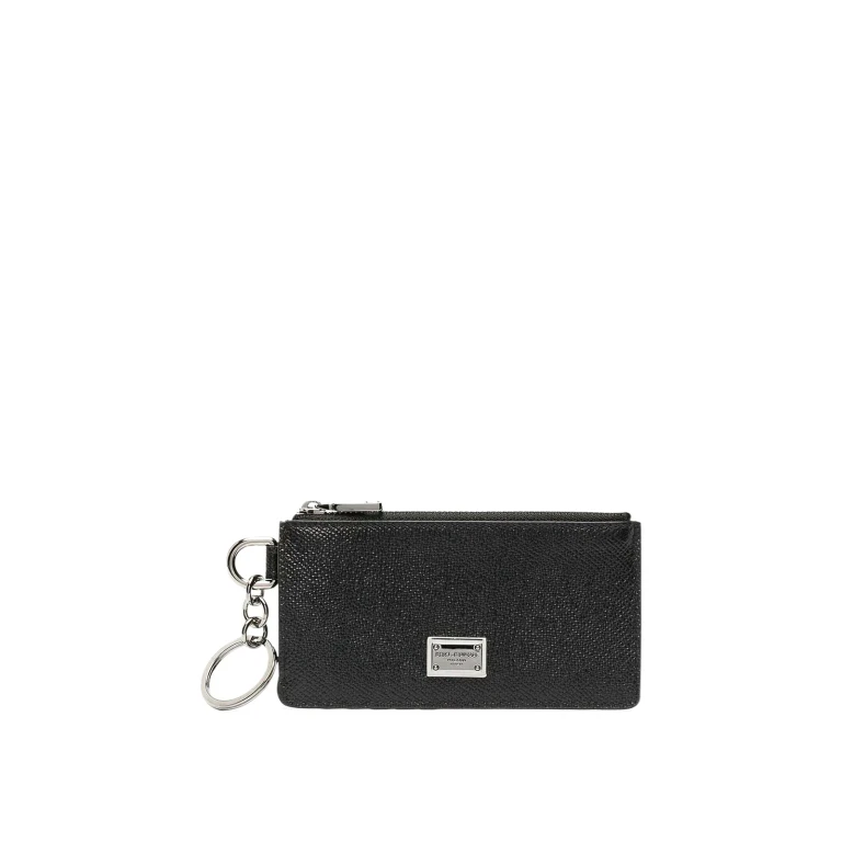 Dolce & Gabbana Calfskin Card Holder With Ring And Logo Tag