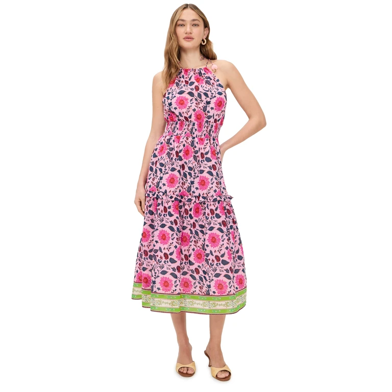 Bell Kelly Midi Dress Fuchsia/Teal Floral L