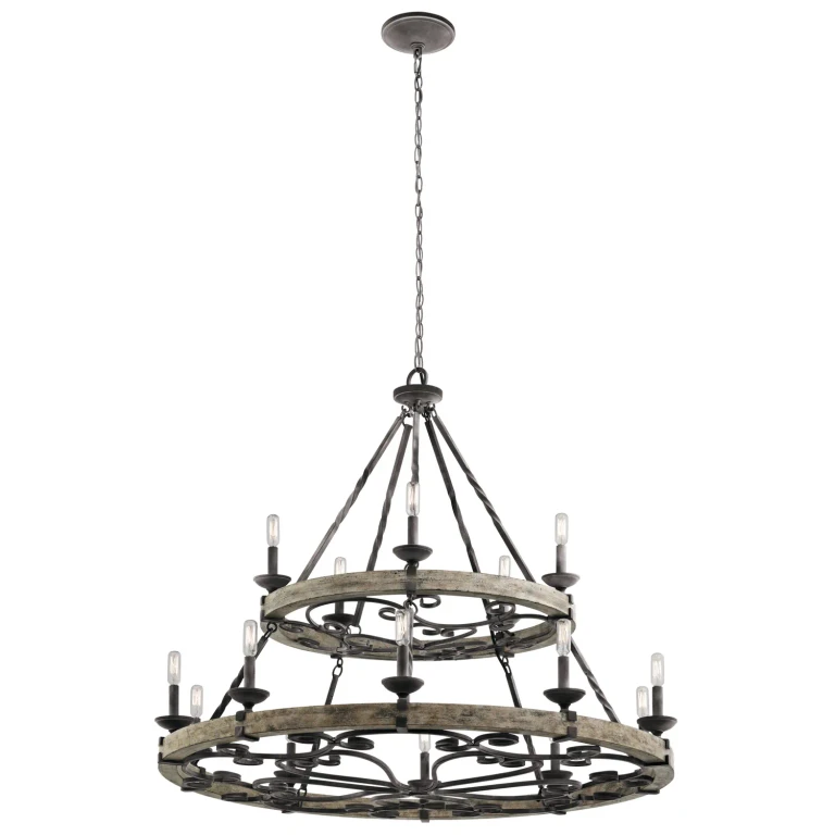 Taulbee 15-Light Chandelier 2-Tier Large in Weathered Zinc