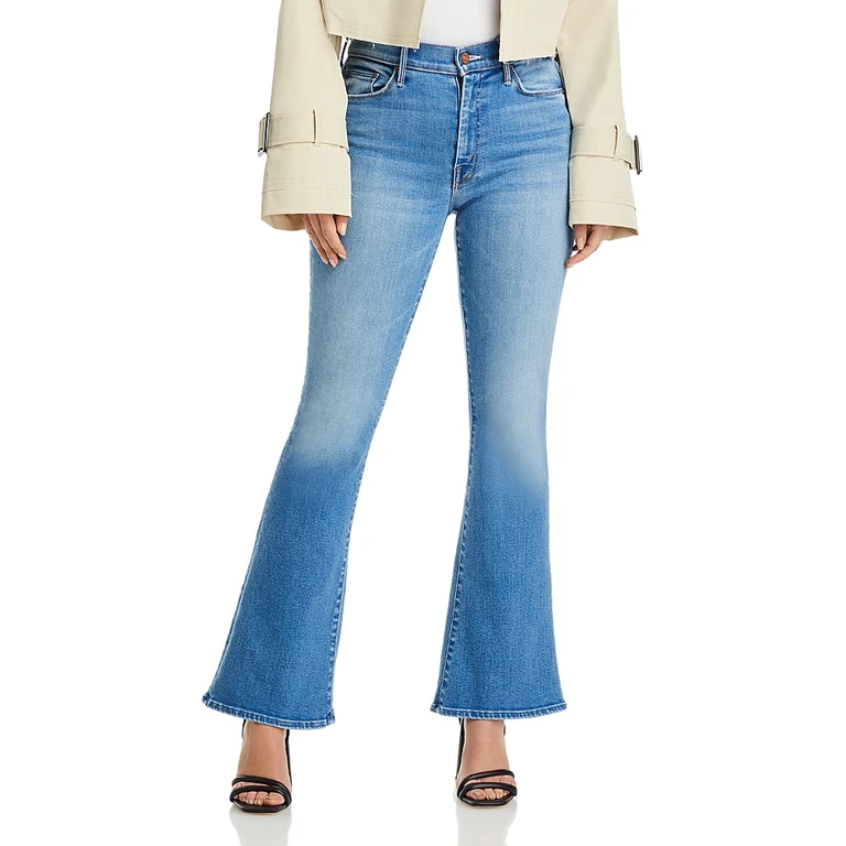 Mother The Lil' Weekender Petites High Rise Flared Jeans in Layover