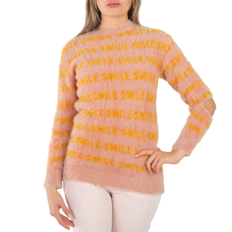 Stella Mccartney Ladies Pink Fluffy Words Sweater, Brand Size 36 (US Size 2)