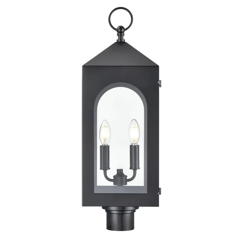 Powder Coated Black Two Light Outdoor Post Lantern from the Bratton Collection