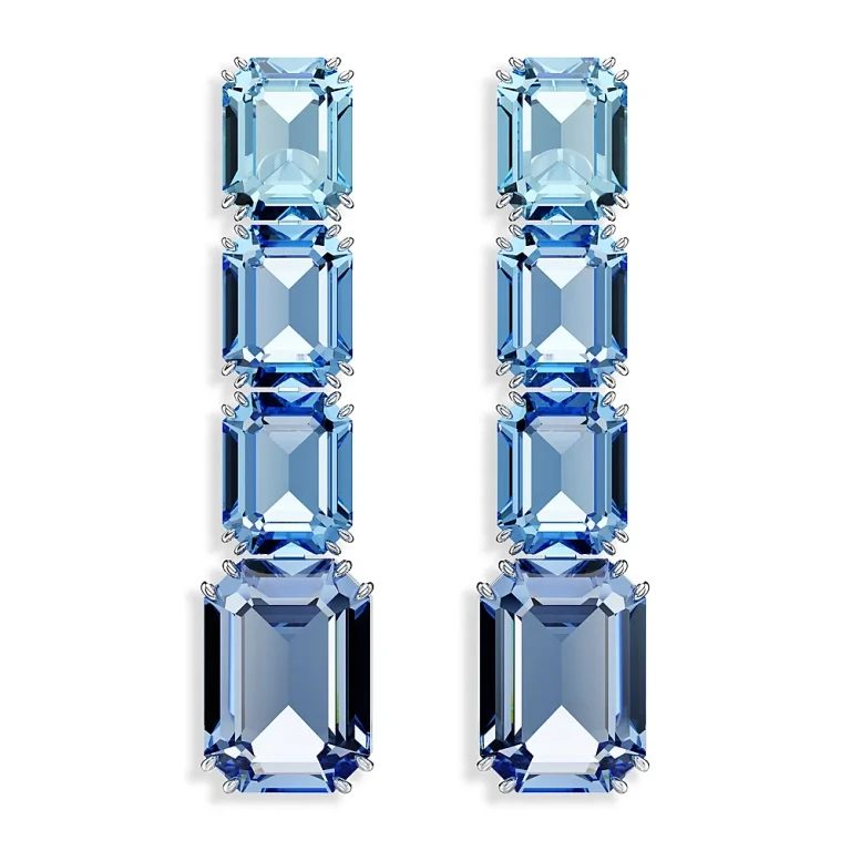 Swarovski Millenia Octagon Cut Drop Earrings in Rhodium Plated
