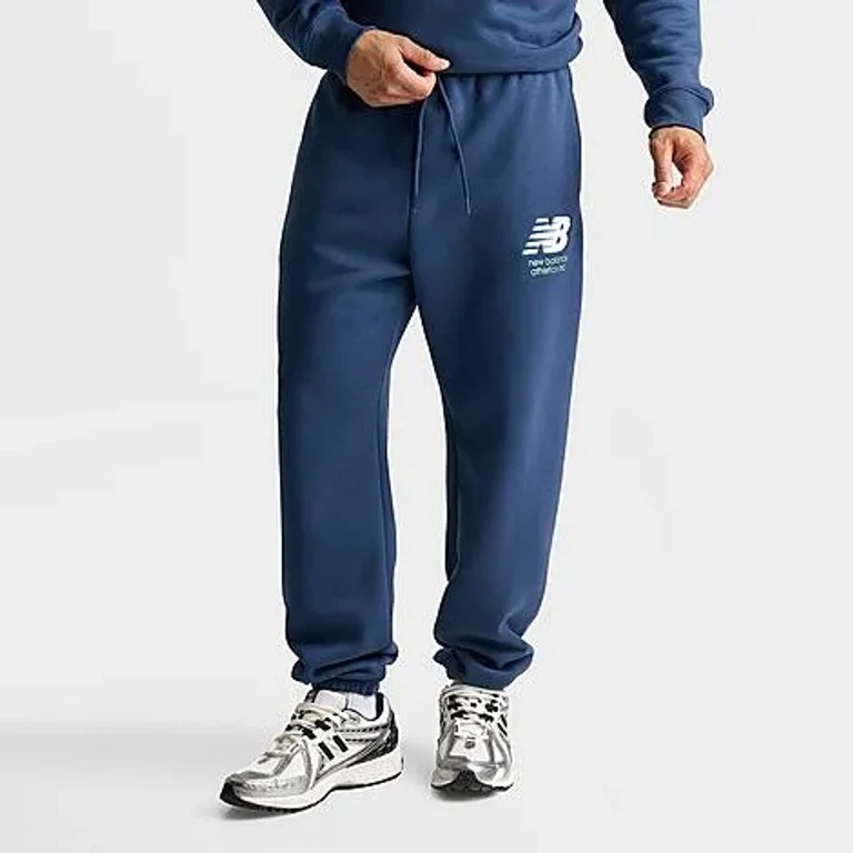 New Balance Men's Athletics Chenille Fleece Jogger Pants in NB Blue/Teal/White Size: Small