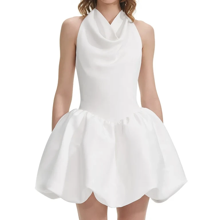 Self-Portrait White Halter Neck Mini Dress