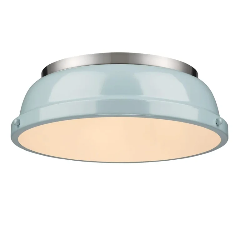 Golden Duncan 2-Light 14" Ceiling Light in Pewter and Seafoam