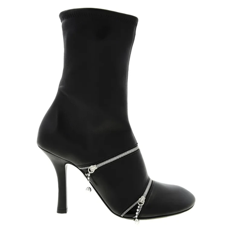 Burberry Peep Square Toe Leather Ankle Boots