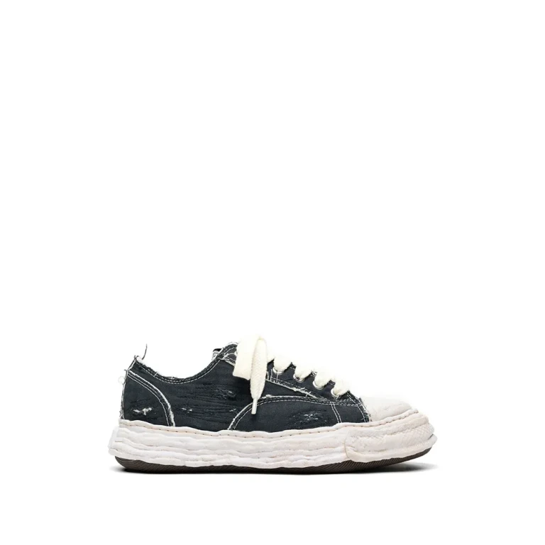 Peterson Distressed Cotton Sneakers with Worn-Effect Sole (A16FW723BLACK)