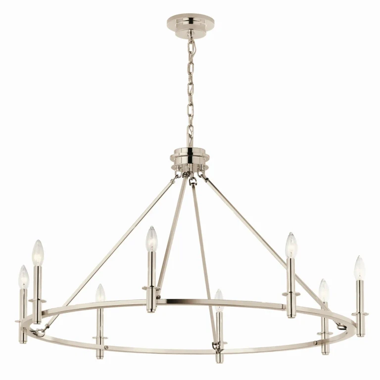 Polished Nickel Eight Light Chandelier from the Carrick Collection