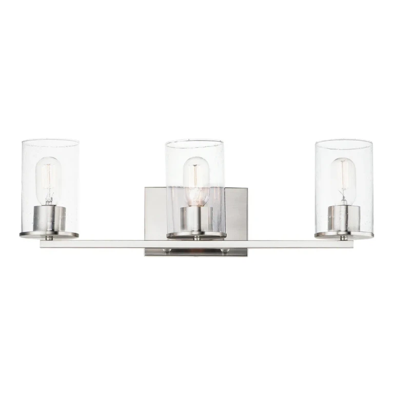 Satin Nickel Three Light Bath Vanity from the Sleek Collection