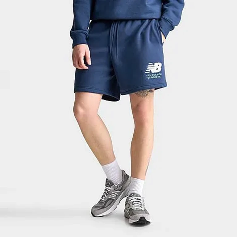 New Balance Men's Athletics Chenille Fleece Shorts in NB Blue/Teal/White Size: Small