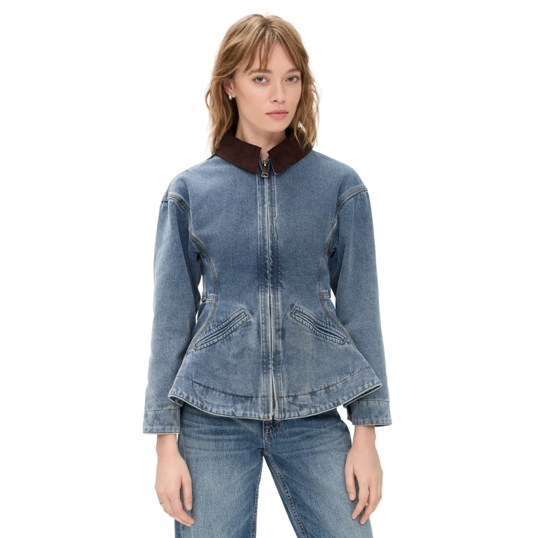 Line & Dot Mottle Denim Jacket Denim Blue XS