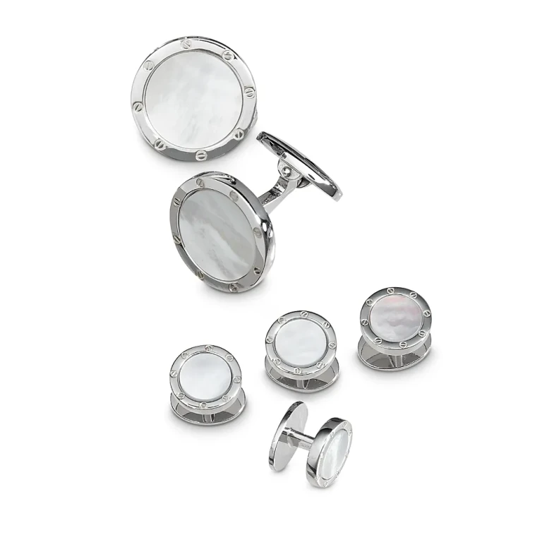 Sterling Silver & Mother-of-Pearl Round Stud Set