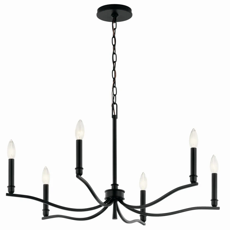 Black Six Light Chandelier from the Malene Collection