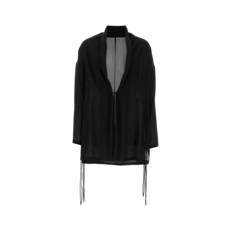 Yohji Yamamoto Black Silk Kimono Exterior: Giacche E Gilet - Men