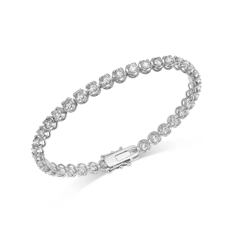 Crown Set Diamond Tennis Bracelet in 14K White Gold, 6.0 tcw