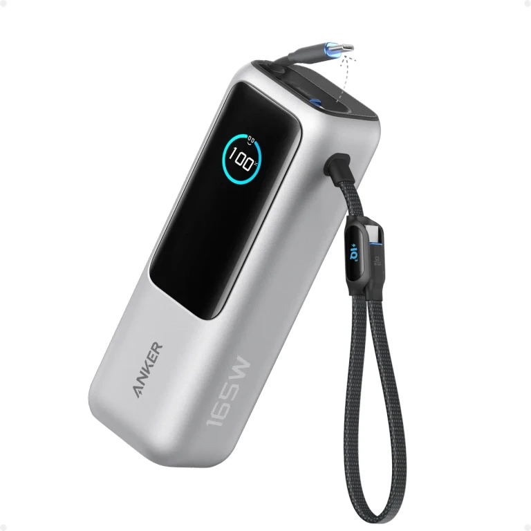 Laptop Power Bank (25K, 165W, Built-In and Retractable Cables)