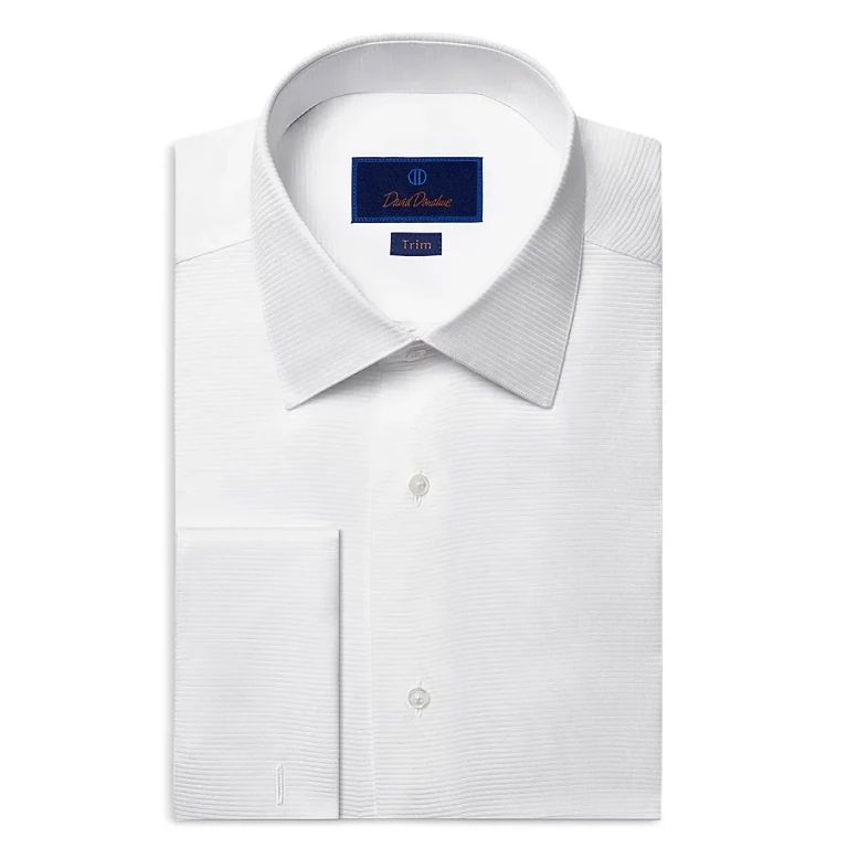 David Donahue Trim Fit Horizontal Rib Formal Shirt
