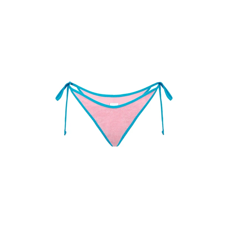 MC2 Saint Barth Norah Pink Terry Effect Solid Color String Swim Briefs