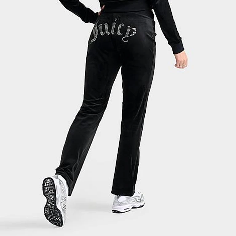 Juicy Couture Women's OG Big Bling Velour Track Pants in Liquorice Size: XS
