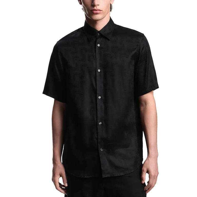 Emporio Armani Zig Zag Jacquard Regular Fit Button Down Shirt
