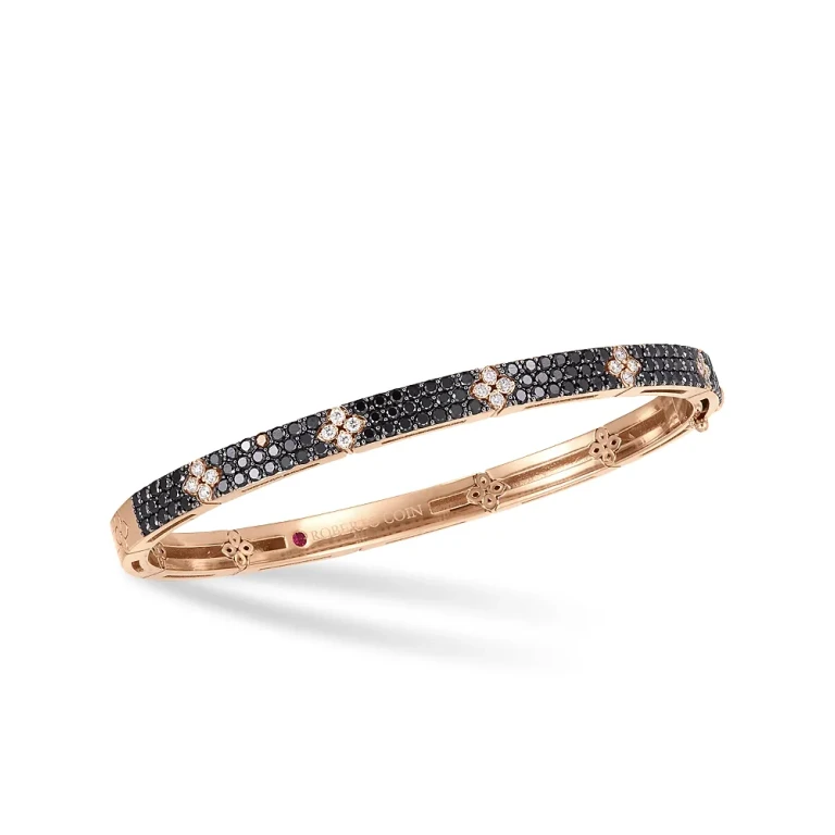 Roberto Coin 18K Rose Gold Verona Black and White Diamond Bangle Bracelet