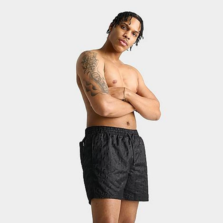Nike Men's Swim Breaker Swoosh Link Lined Volley Swim Shorts in Black Size: Small