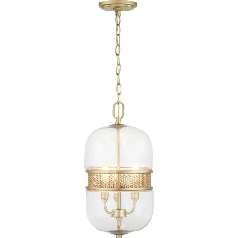 Vintage Gold Three Light Pendant from the Cayce Collection