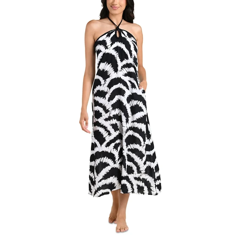 La Blanca Woven Shadows Halter Cover Up Maxi Dress