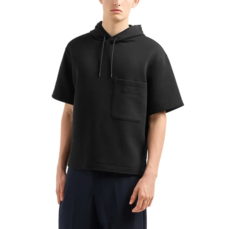 Emporio Armani Double Jersey Short Sleeved Hooded Sweatshirt