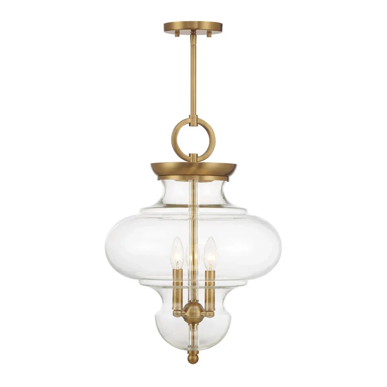 Warm Brass Three Light Pendant from the Bergdorf Collection