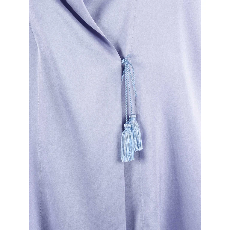 Forte Forte Wrap shirt in shiny stretch silk satin Purple Elastane - Women
