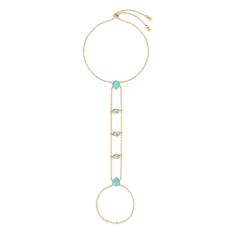 Ettika Turquoise Solstice Turquoise & Cubic Zirconia Hand Chain