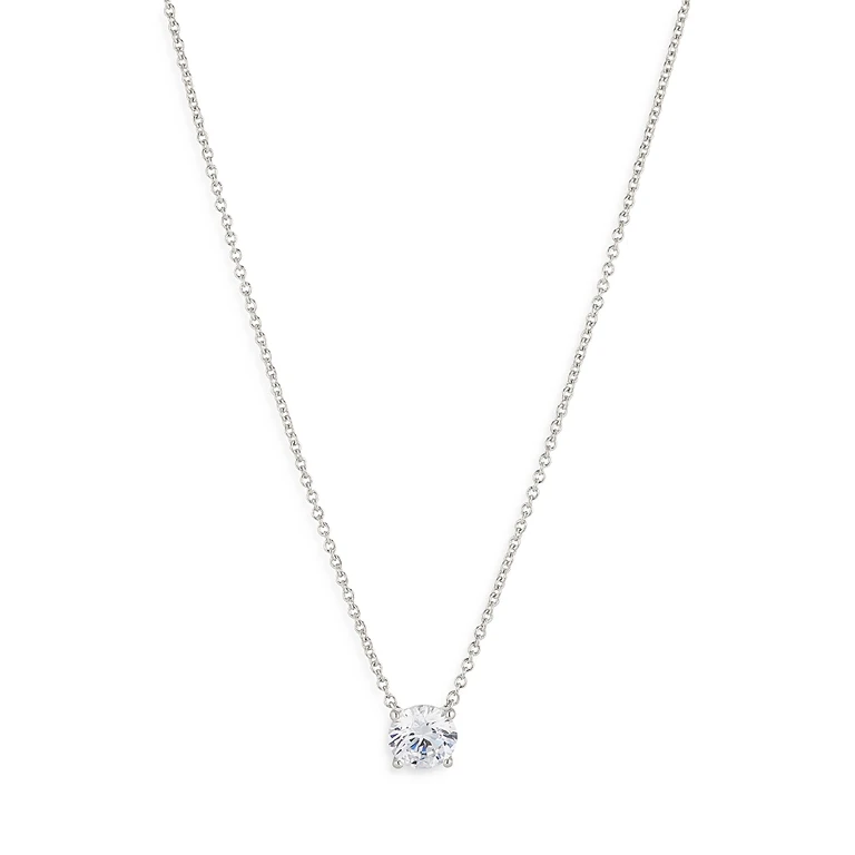 Nadri Modern Love Round Cut Solitaire Necklace, 16-18
