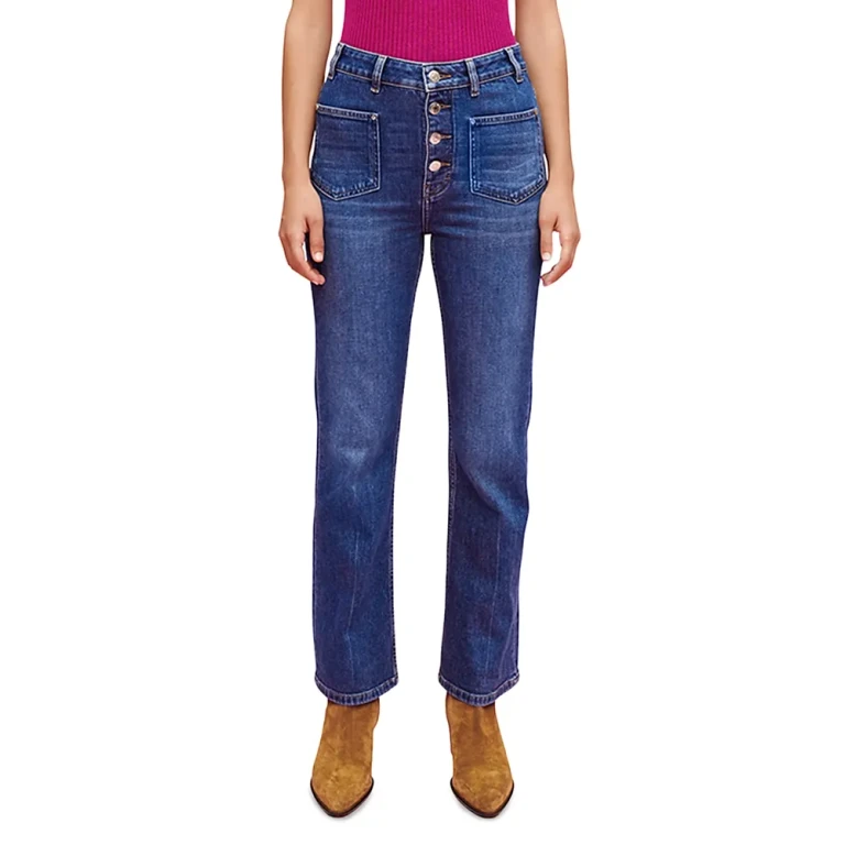 Maje Passiony High Rise Straight Jeans in Blue