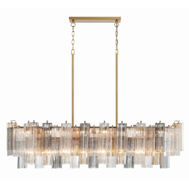 Aged Brass 14 Light Chandelier from the Addis Collection